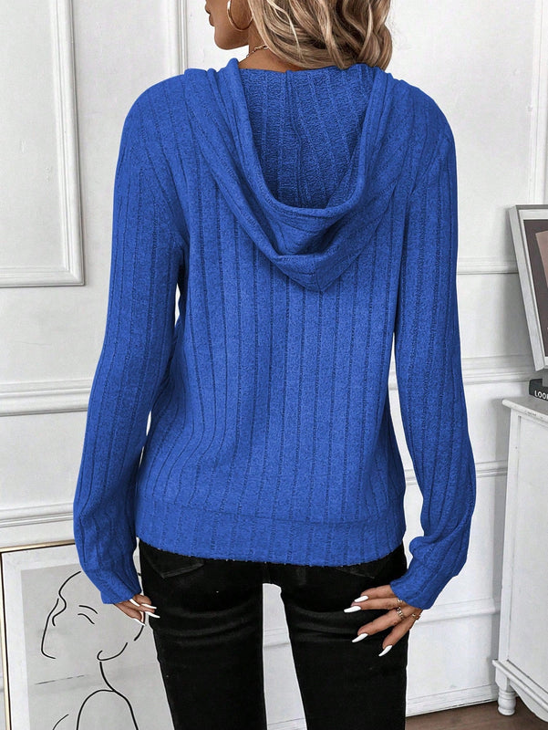 Lune sudadera casual con capucha y cordon de diseno hueco de unicolor de primavera y otono para mujer