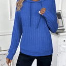 Lune sudadera casual con capucha y cordon de diseno hueco de unicolor de primavera y otono para mujer