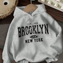 Attitoon sudadera holgada de capucha con estampado grafico de nueva york brooklyn, de ajuste suelto y gruesa, adecuada para otono/invierno, de estilo casual y sencillo para mujer