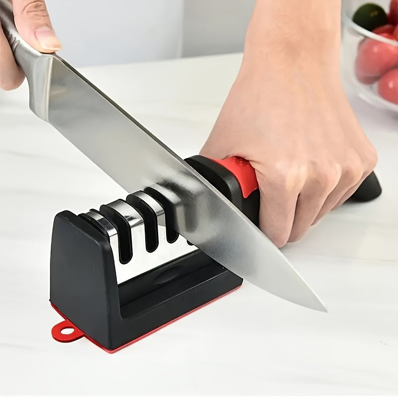 Afilador profesional de cuchillos de cocina de 4 etapas con cuchillas de acero de tungsteno, construcción de hierro fundido, herramienta de afilado duradera y eficiente para uso en el hogar y en restaurantes