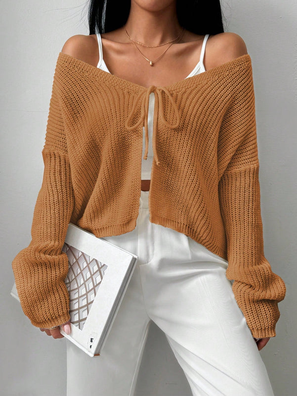 Essnce cardigan suelto y delgado de mujer con lazo adelante