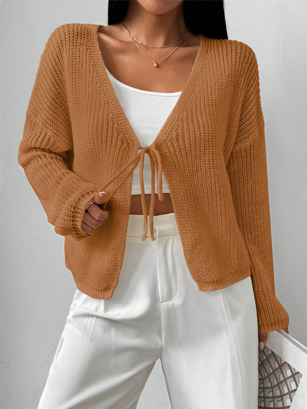Essnce cardigan suelto y delgado de mujer con lazo adelante
