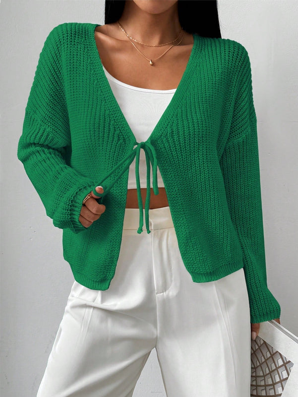 Essnce cardigan suelto y delgado de mujer con lazo adelante