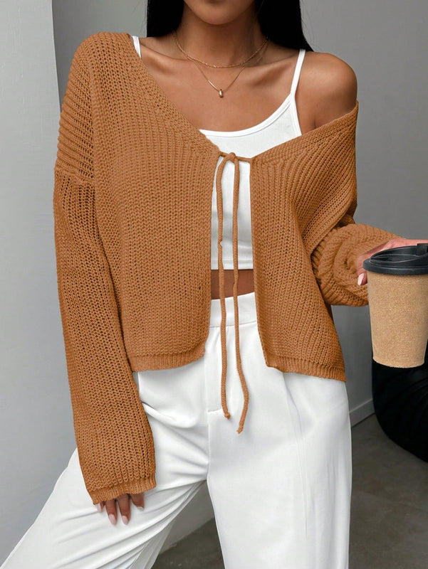 Essnce cardigan suelto y delgado de mujer con lazo adelante