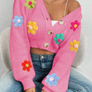 Essnce 1 pieza cardigan casual de manga larga con botones al frente y bordado floral