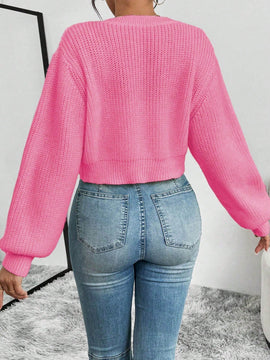 Essnce 1 pieza cardigan casual de manga larga con botones al frente y bordado floral