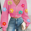 Essnce 1 pieza cardigan casual de manga larga con botones al frente y bordado floral