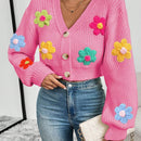 Essnce cardigan informal de mujer con botones delanteros y estampado de flores, apropiado para el uso diario en otono/invierno