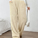 Ezwear pantalones casuales y holgados de color albaricoque con cintura de contraste en color esponjoso para mujeres