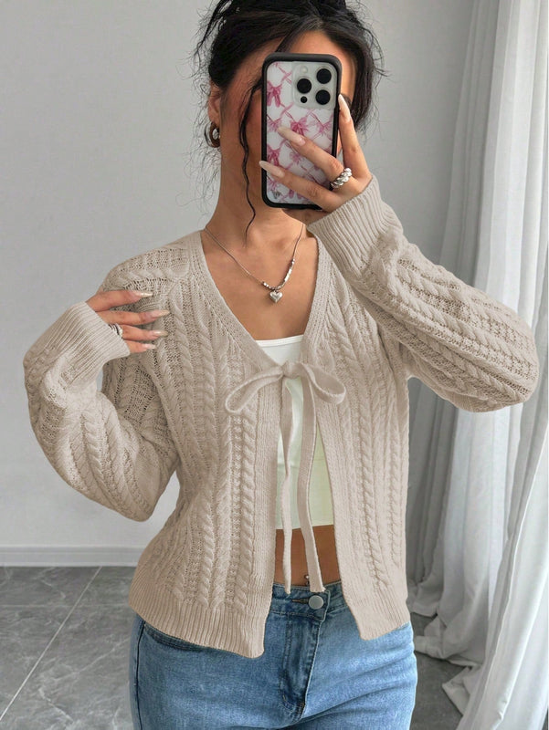 Essnce cardigan de mujer de manga larga con estampado floral 3d con lazo delantero, de estilo frances casual y versatil