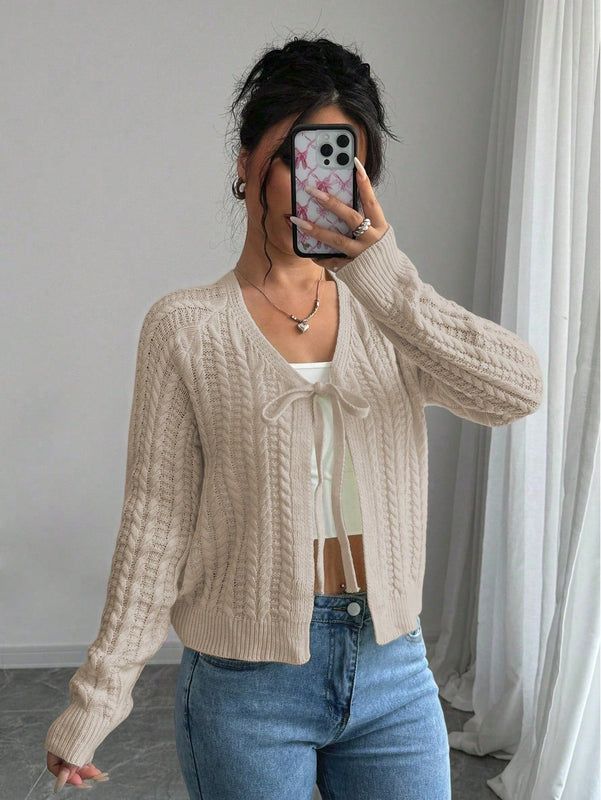 Essnce cardigan de mujer de manga larga con estampado floral 3d con lazo delantero, de estilo frances casual y versatil