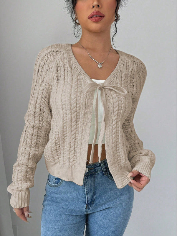 Essnce cardigan de mujer de manga larga con estampado floral 3d con lazo delantero, de estilo frances casual y versatil