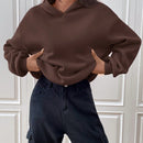 Ezwear sudadera con capucha de punto de manga larga con caida en los hombros y estampado de lema, otono/invierno para mujer
