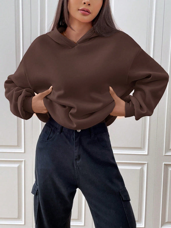 Ezwear sudadera con capucha de manga larga de unicolor con estampado de letra, uso casual diario