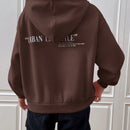Ezwear sudadera con capucha de manga larga de unicolor con estampado de letra, uso casual diario