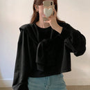 Dazy sudadera informal de mujer con mangas de murcielago, tira delantera y unicolor, para otono