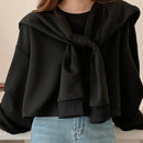 Dazy sudadera informal de mujer con mangas de murcielago, tira delantera y unicolor, para otono