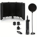 Escudo de Aislamiento de Micrófono de Grado Estudio con Soporte de Trípode - Espuma de Alta Densidad para Grabación Vocal, Barrera de Sonido Plegable, Compatible con la Mayoría de Micrófonos de Condensador
