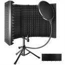 Escudo de Aislamiento de Micrófono de Grado Estudio con Soporte de Trípode - Espuma de Alta Densidad para Grabación Vocal, Barrera de Sonido Plegable, Compatible con la Mayoría de Micrófonos de Condensador