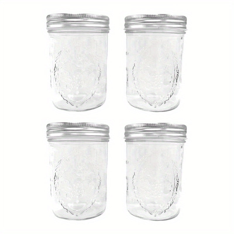 250ml/500ml 4/8pcs Tarros de Vidrio Mason con Tapas Redondas, Reutilizables para Enlatado, Fermentación, Conserva, Avena Nocturna, Mermelada, Frutas y Snacks, Contenedores y Accesorios de Cocina