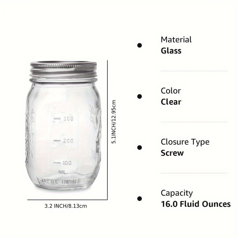 250ml/500ml 4/8pcs Tarros de Vidrio Mason con Tapas Redondas, Reutilizables para Enlatado, Fermentación, Conserva, Avena Nocturna, Mermelada, Frutas y Snacks, Contenedores y Accesorios de Cocina