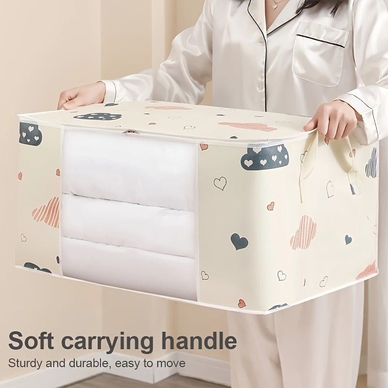 Bolsa de almacenamiento extra grande de lona con cierre y asas, organizador a prueba de polvo para ropa, edredones y más, accesorio elegante para organizar el hogar