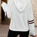 Lune sudadera con capucha de manga larga y hombros caidos para mujer, estampado floral minimalista y holgado, otono