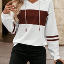 Lune sudadera con capucha de manga larga y hombros caidos para mujer, estampado floral minimalista y holgado, otono
