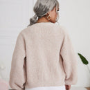 Frenchy cardigan de punto de manga larga, unicolor, con escote en v y botones frontales, versatil y casual