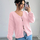 Prive blusa casual de manga larga con amarres delanteros para mujer, para uso diario