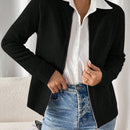 Essnce cardigan casual de mangas raglan con cierre delantero de cremallera, de unicolor, para otono/invierno