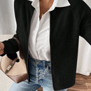 Essnce cardigan casual de mangas raglan con cierre delantero de cremallera, de unicolor, para otono/invierno