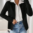 Essnce cardigan casual de mangas raglan con cierre delantero de cremallera, de unicolor, para otono/invierno