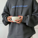 Dazy sudadera con capucha de felpa con estampado de letras, estilo casual y holgado para mujer