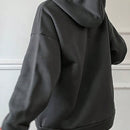 Dazy sudadera con capucha de felpa con estampado de letras, estilo casual y holgado para mujer