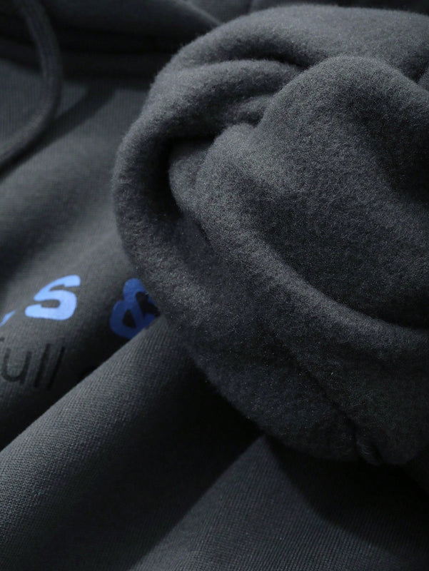 Dazy sudadera con capucha de felpa con estampado de letras, estilo casual y holgado para mujer