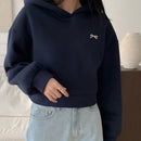 Dazy sudadera con capucha de manga larga y hombros caidos, de corte suelto y estilo casual con estampado de mariposas, para otono
