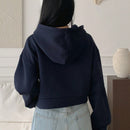 Dazy sudadera con capucha de manga larga y hombros caidos, de corte suelto y estilo casual con estampado de mariposas, para otono