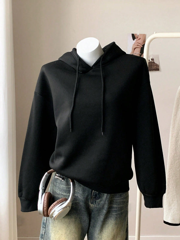 Ezwear sudadera holgada con grafico impreso "cute but psycho" de estilo minimalista casual, apta para otono e invierno
