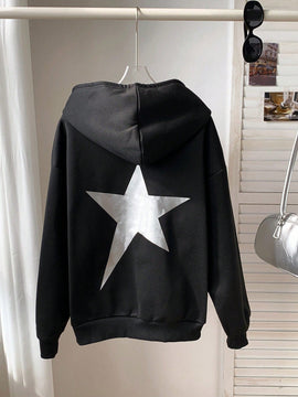 Ezwear sudadera holgada con grafico impreso "cute but psycho" de estilo minimalista casual, apta para otono e invierno