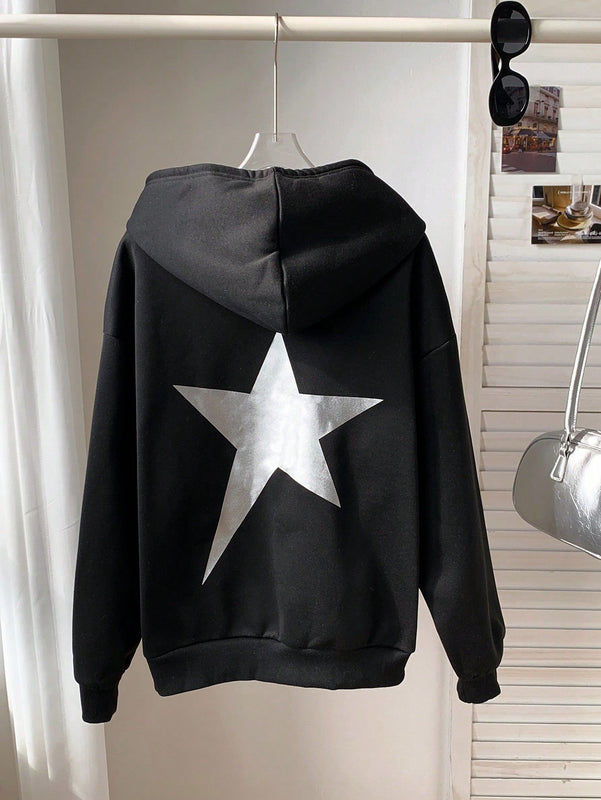 Ezwear sudadera holgada con grafico impreso "cute but psycho" de estilo minimalista casual, apta para otono e invierno