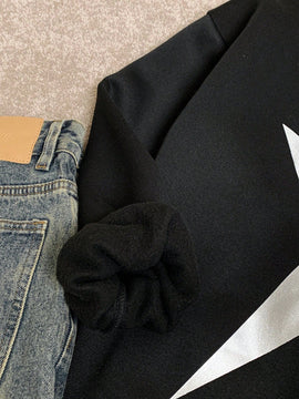 Ezwear sudadera holgada con grafico impreso "cute but psycho" de estilo minimalista casual, apta para otono e invierno