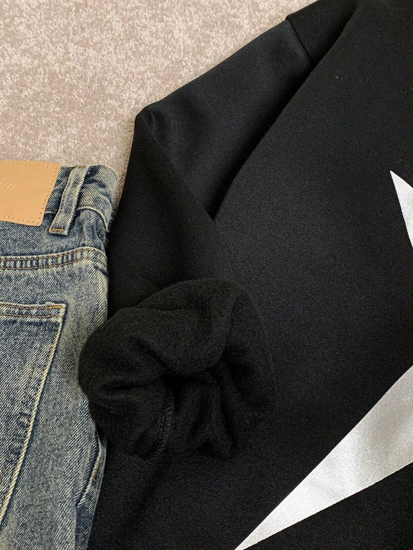 Ezwear sudadera holgada con grafico impreso "cute but psycho" de estilo minimalista casual, apta para otono e invierno
