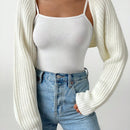 Petite chaqueta corta de punto acanalado con mangas raglan sin parte superior de tirantes (tipo cardigan de ballet)