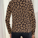 Lune cardigan de mujer con estampado de leopardo, cuello en v, manga larga y abotonadura sencilla, para otono/invierno