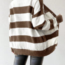 Essnce nueva moda sueter de lana de imitacion de vison con rayas para mujer, otono/invierno