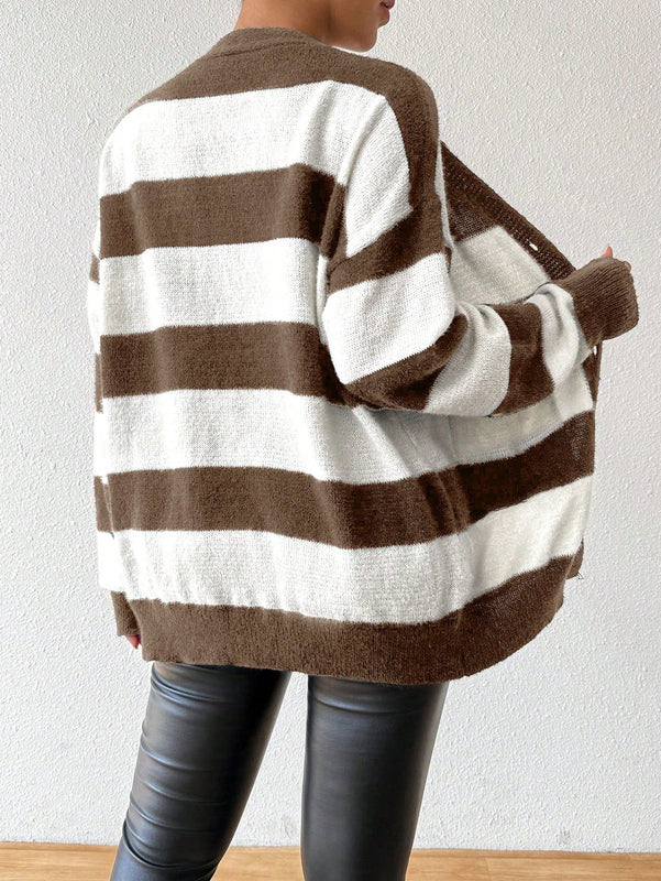Essnce nuevo cardigan de mujer de punto de imitacion de vison cachemira a rayas, para otono/invierno