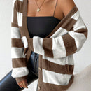 Essnce nueva moda sueter de lana de imitacion de vison con rayas para mujer, otono/invierno
