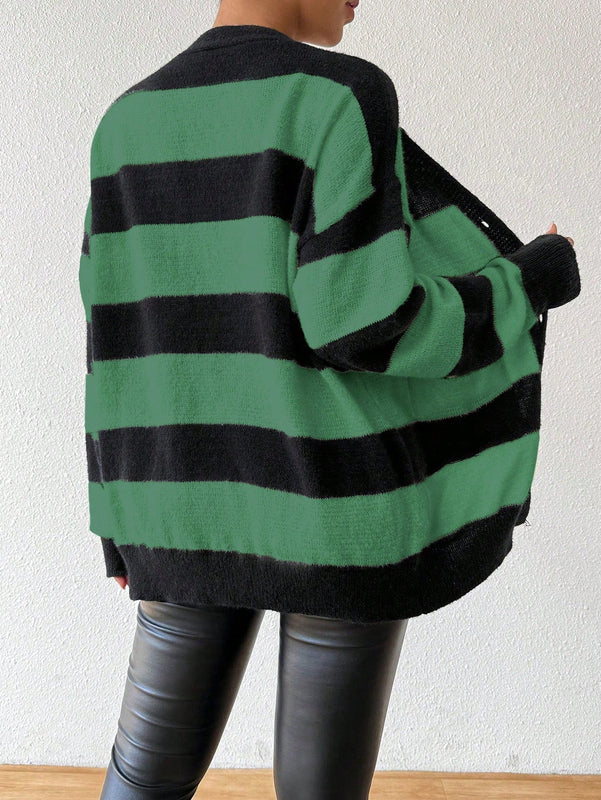 Essnce nuevo cardigan de mujer de punto de imitacion de vison cachemira a rayas, para otono/invierno