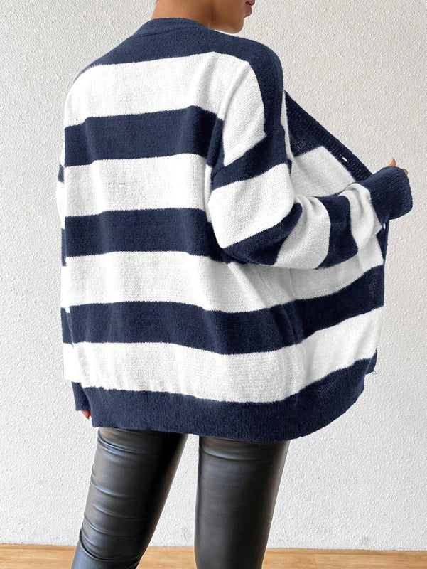 Essnce nuevo cardigan de mujer de punto de imitacion de vison cachemira a rayas, para otono/invierno